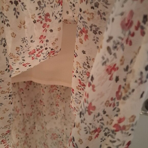 Romantic bohemian tiny floral chiffon sleeves summer dress lined hi low hem S - Picture 14 of 16